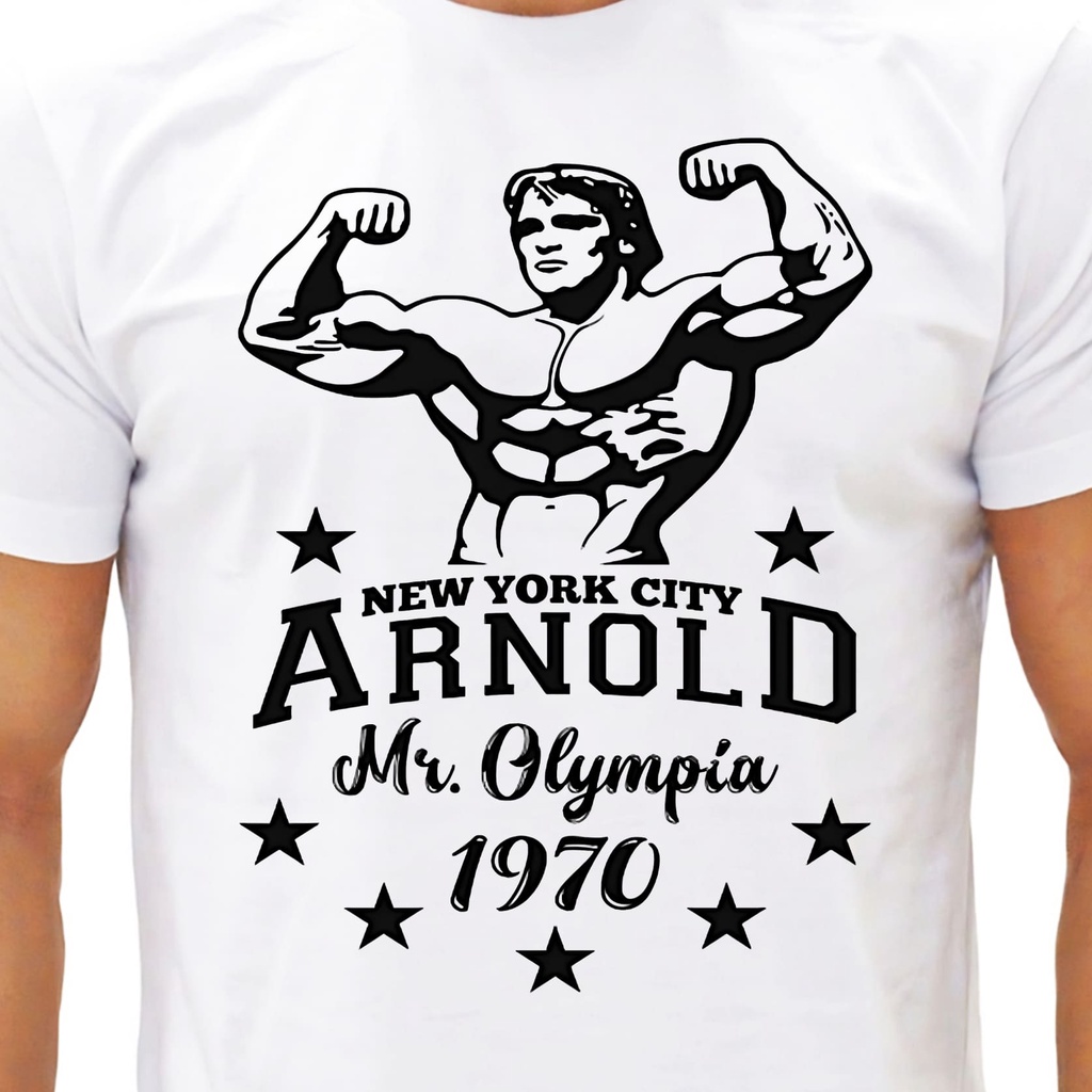 Vintage 1976 Mr. Olympia Arnold Schwarzenegger T-Shirt - 70s IFBB Bodybuilding Champion Blue Bar Tee - Made in USA popular - M Short Men's