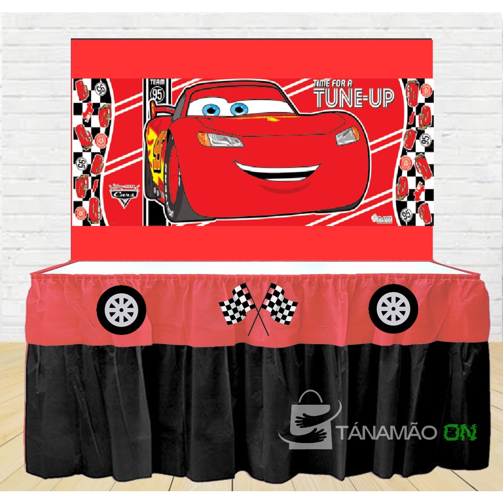 Kit Festa Carros Toalha Tnt De Mesa + Painel Tnt