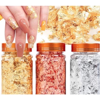 Generic Nail Gold Foil, Gold Flakes 2 Bottles 5g Nail Gold Flakes, Aluminum  + Brass Nail Art Flakes Resin Jewelry for DIY