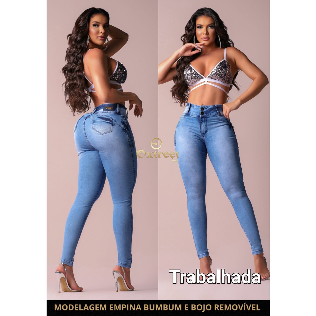 Calça Jeans Com Bojo E Elastano Levanta Bumbum Feminina