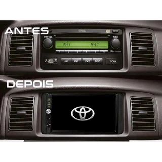 Kit Central Multimidia MP5 Corolla (2003 até 2008) Bluetooth Espelhamento Android/Ios + Moldura + Camera de re