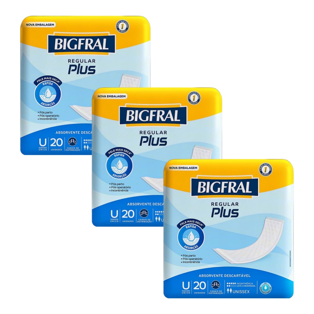 Absorvente para Incontinência Urinária Bigfral Plus 20 Unidades