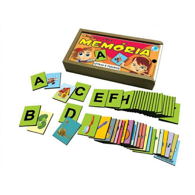 JOGO DA MEMÓRIA LETRAS E FIGURAS EDUCATIVO DE ALFABETIZAÇÃO MADEIRA ...