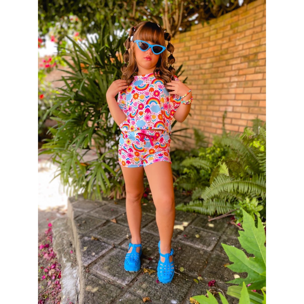 Conjunto Infantil de Menina, com Short e Blusa, Festa,8 Anos