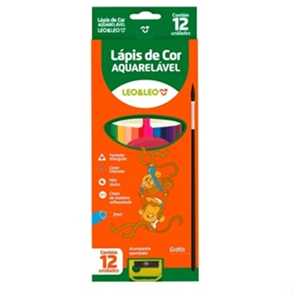 Lapis 12 Cores Aquarelavel Madeira Und C/Pincel E Apontador Leo E Leo