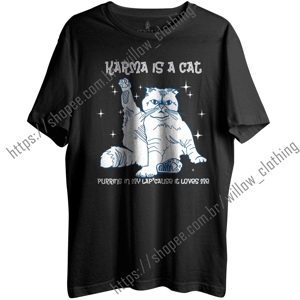 Camiseta Algodão Unissex T shirt Taylor Swift Karma is a Cat