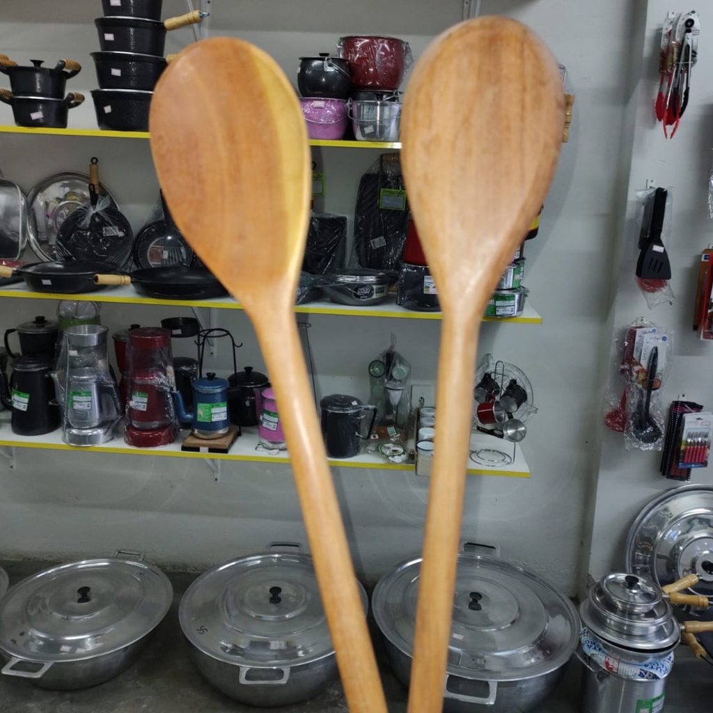 Duas colheres de pau de 60cm kit colher de pau grande oferta