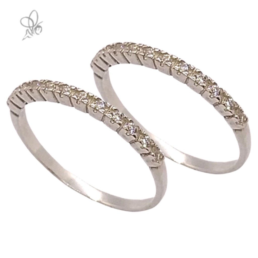 Kit 2 Aneis Femininos Prata 925 Aparador De Aliança - 2L05