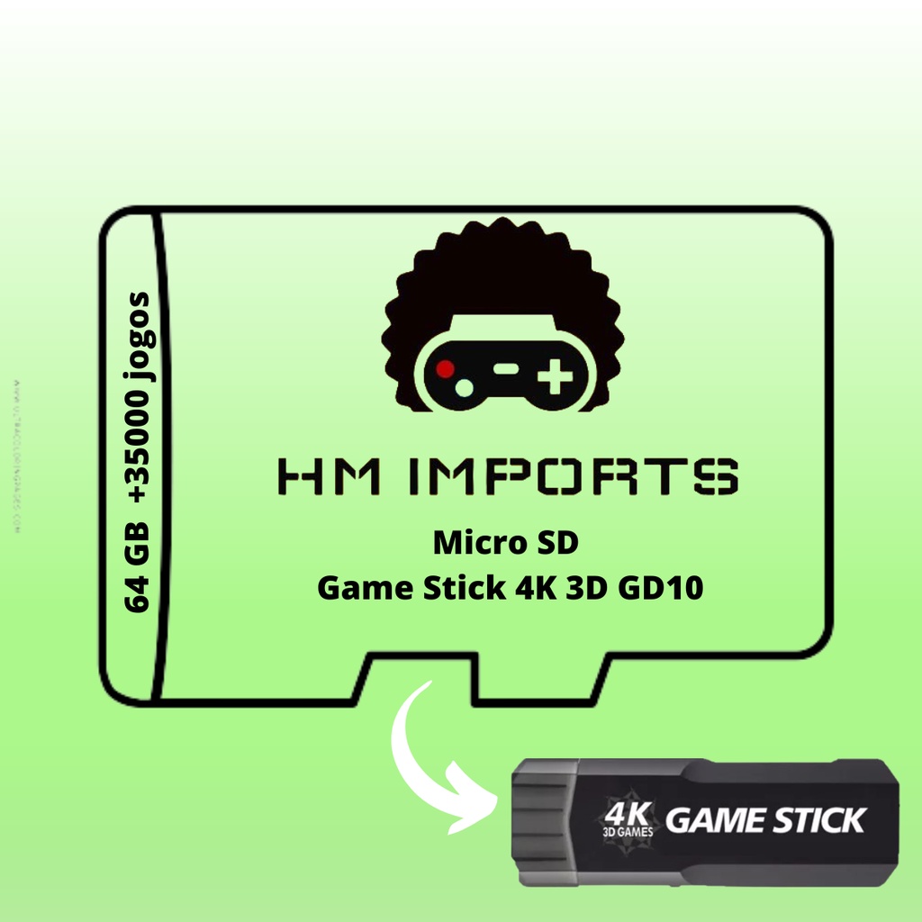 Cartão SD Game Stick - Pacote HM Imports com jogos clássicos e configuração Premium