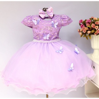 Vestido Jardim encantado Princesa Sofia Rapunzel de Festa Infantil Encanto  Isabela Lilás