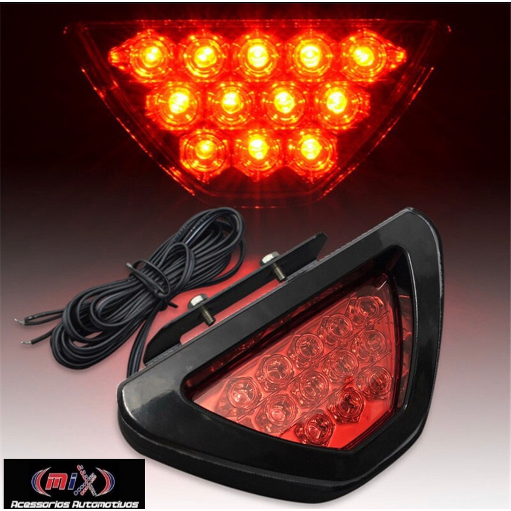 luz de freio Brake Light Triangular modelo Formula F1 terceira Luz Freio Universal Anti Colisão - Break light Luz Anti Neblina Moto Carro Caminhão Triciclo