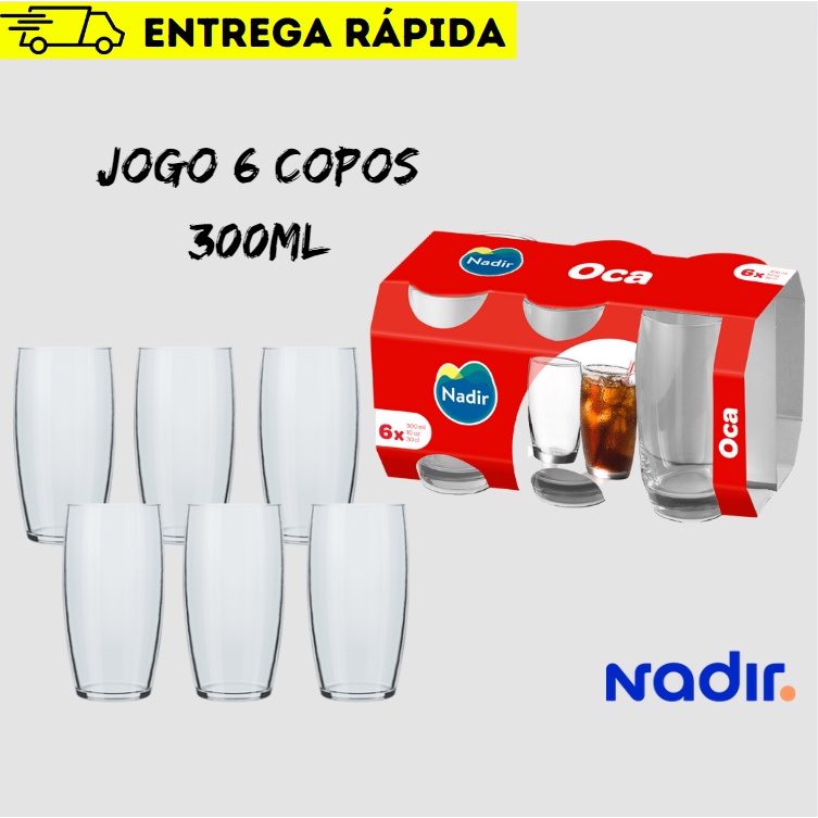 Jogo 12 Copos Chiques 300ml Prosa Drinks Vidro Agua E Suco