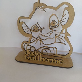 1 Porta Retrato Minnie ou Mickey MDF Nome personalizado e 1 Simba em mdf sem pintura