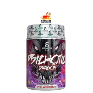 Pré Treino Psichotic Dragon (300g) - Rende 30 doses - Demons Lab - Sabor Fruit Punch - 400mg de Cafeína - 3g de Creatina - 2000mg de Beta Alanina