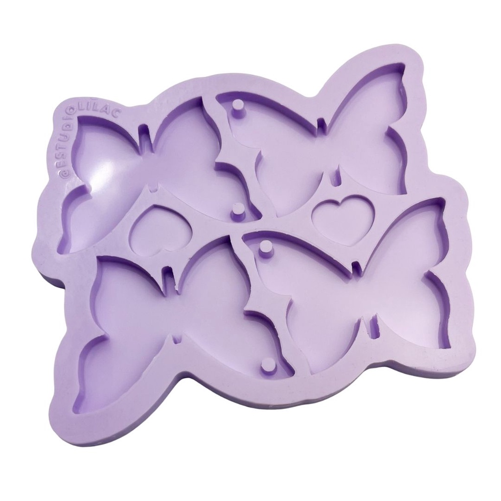 Molde de Silicone para Resina Paleta Borboleta Aurora com Furo (média) - 4 cavidades (4,4 cm)