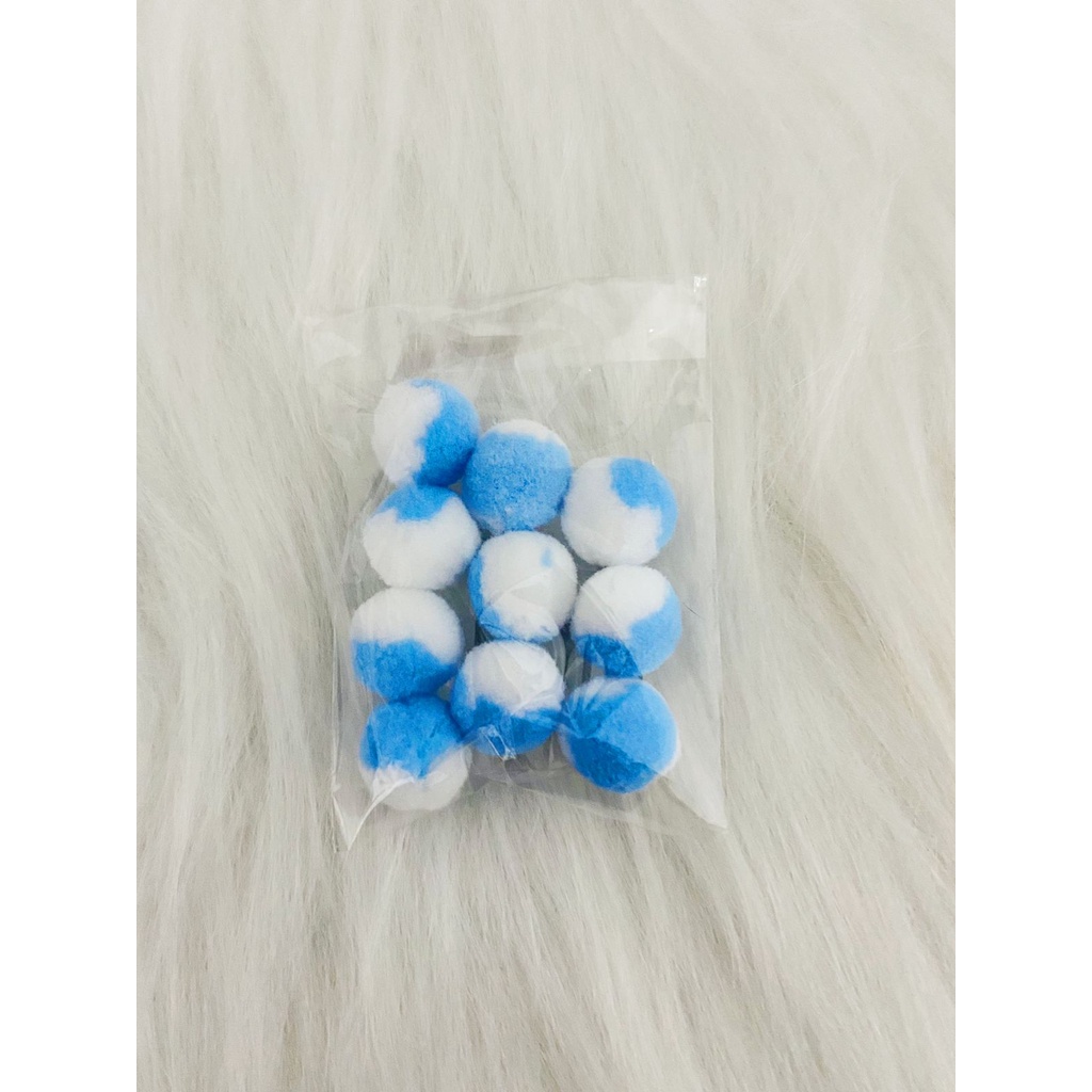 Pompom Bicolor 18MM Azul/Branco 10unid. | Shopee Brasil