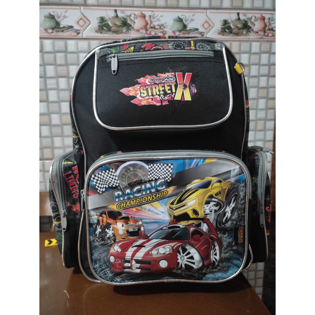 Mochila Escolar de Costas Infantil Carros Racing Championship Street X ...
