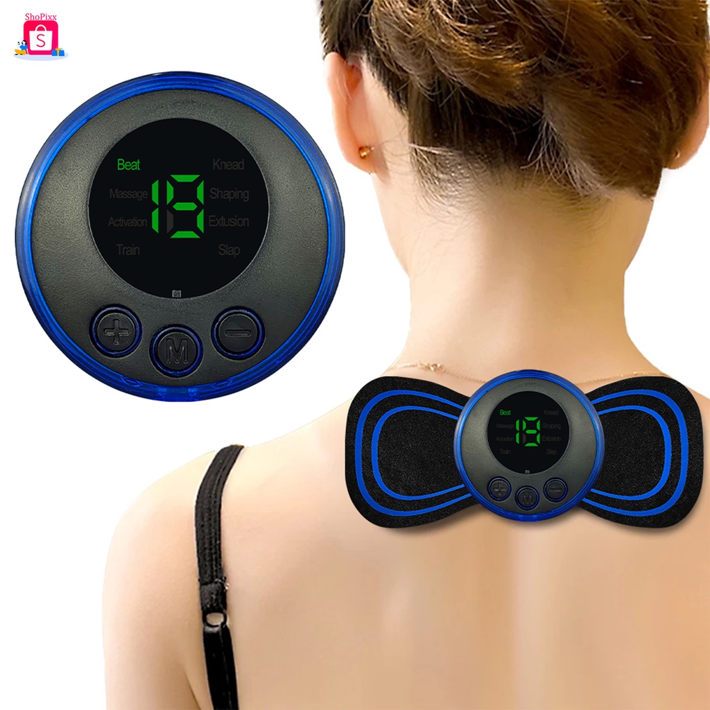 Mini Massageador Elétrico Portátil Cervical EMS Alivia Dores Corpo
