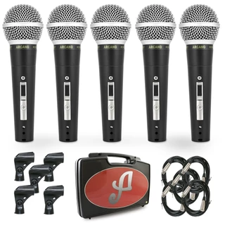 Kit com 5 microfones dinâmicos Arcano Renius-8KIT com fio XLR XLR