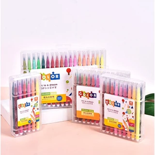 Nova 2023 Canetinha Pincel Brush color pen Pen Marca Bolun water color pen C/ Estojo com 24 cores Canetas marcadoras de escova aquarela de ponta fina, canetas de desenho para crianças