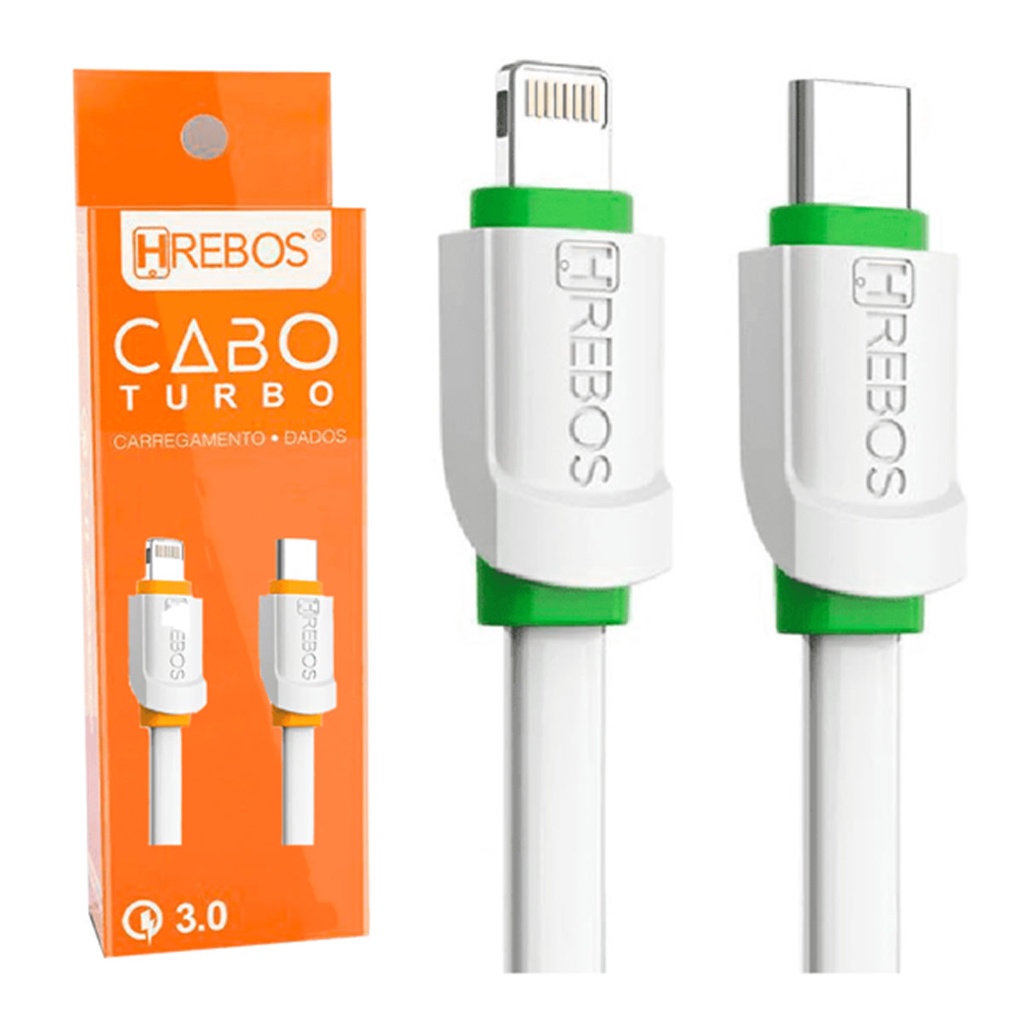 Mayber Eletrônicos e Acessórios - Cabo iPhone Hrebos Lightning Turbo 3.1a