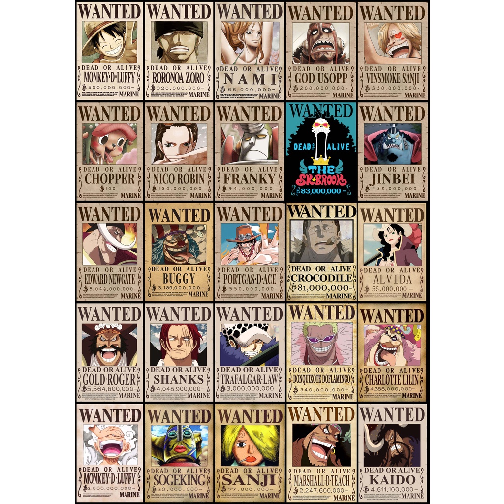 One Piece Cartaz de procurado - Pôster adesivo Wanted!