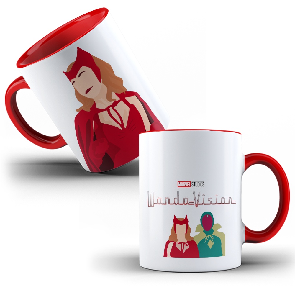Caneca de porcelana Série Wandavision Marvel - Wanda Maximoff e Visão