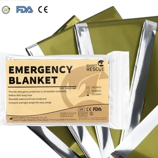 🇧🇷 Manta Térmica de Emergência Mylar 210*160cm CERTIFICADO FDA APH IFAK MARC - Rhino Rescue ORIGINAL com NF
