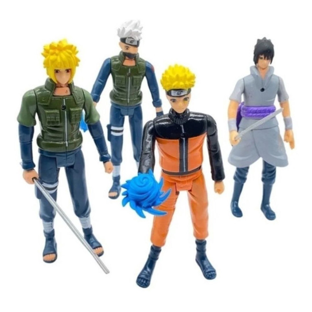 Kit Com 4 Bonecos Anime Naruto Uzumaki Articulados Sasuke Kakashi ...