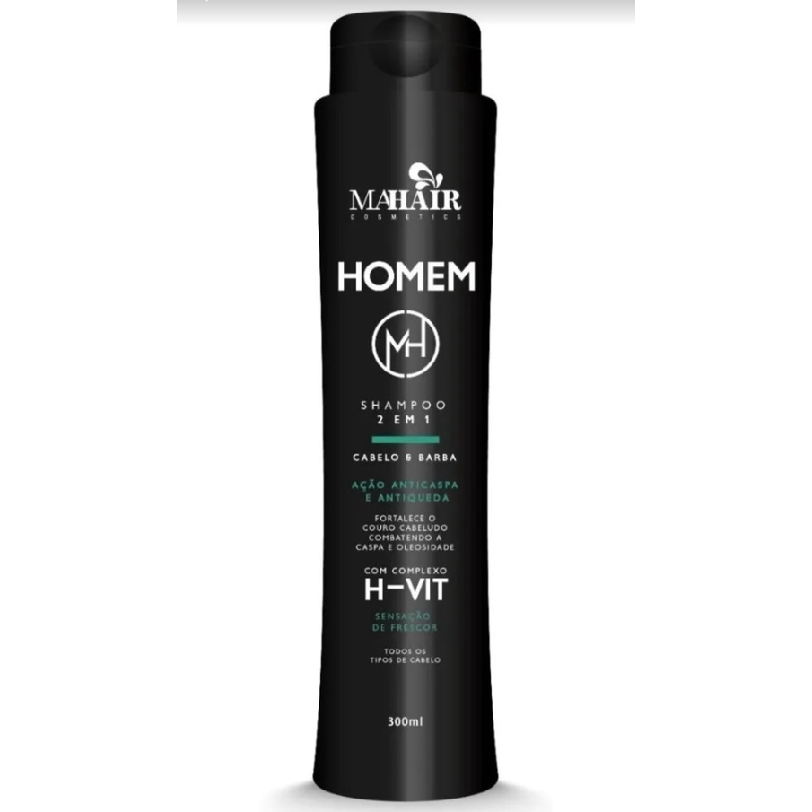 SHAMPOO 2 EM 1 CABELO E BARBA-AÇÃO ANTICASPA E ANTIQUEDA | Shopee Brasil