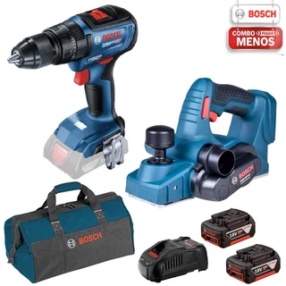 Parafusadeira Furadeira Gsb 18v + Plaina 18v Gho + Kit Bosch