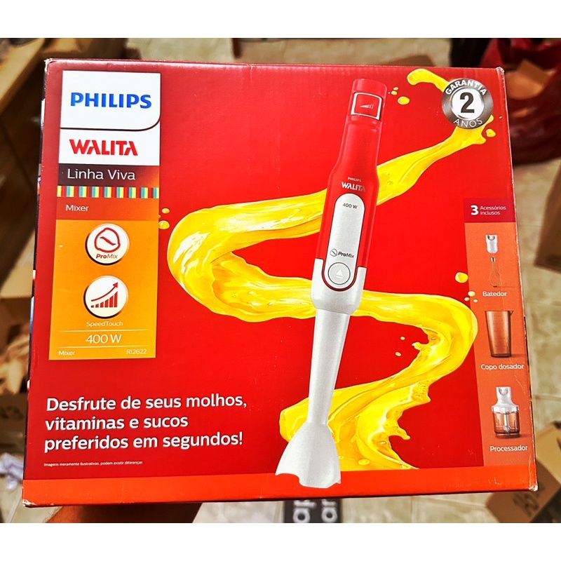 Mixer Pro Mix Philips Walita Branco E Vermelho 400w Ri2622 Novo