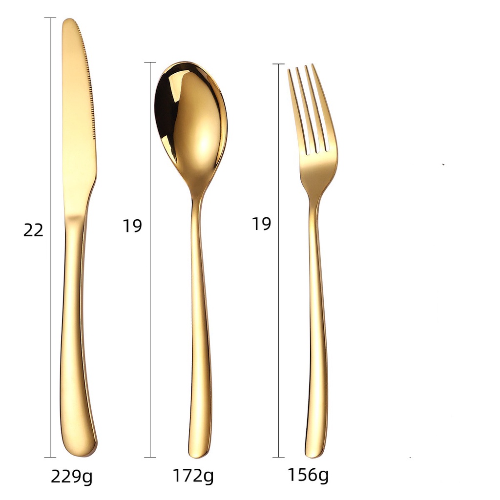 18 Peças Ouro Faca De Mesa Garfo Colher Talheres Casa Cozinha