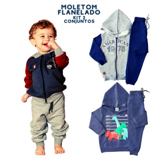 Kit 4 Peças Conjunto Moletom Infantil Menino Grosso Outono Inverno Masculino