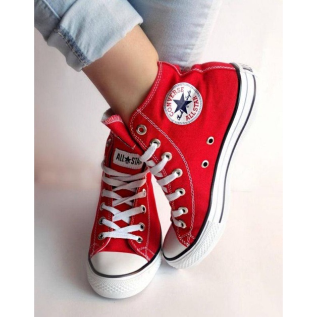 Tênis Converse All Star Cano Alto - Vermelho - Chuck Taylor - Botinha -  Rock Star