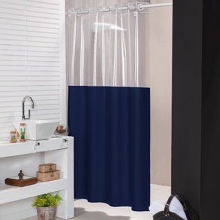 Cortina Para Box Banheiro Com Ilhos Antimofo Envio Imediato Azul Marinho