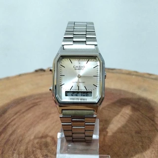 Relógio Estilo Cassio Vintage Unissex AQ-230 Prata