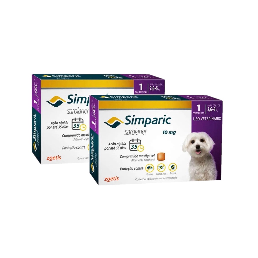 Kit Simparic 2 Comprimidos 10 Mg 2,6 a 5 Kg | Shopee Brasil