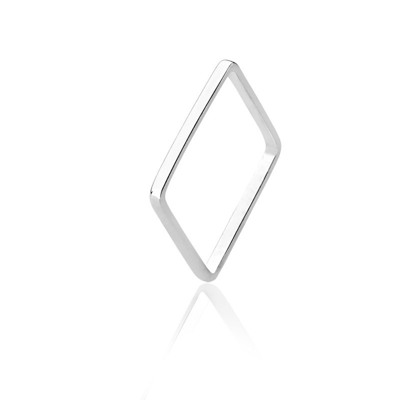 Anel De Prata 925 Legítima Quadrado Modelo Xuxa Feminino Delicado