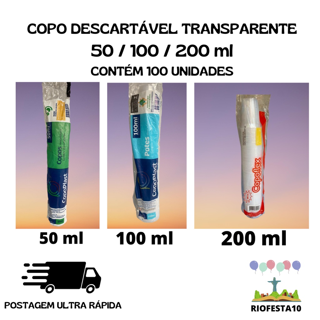 Copo Descartável Transparente 200ml - 1000 Unidades