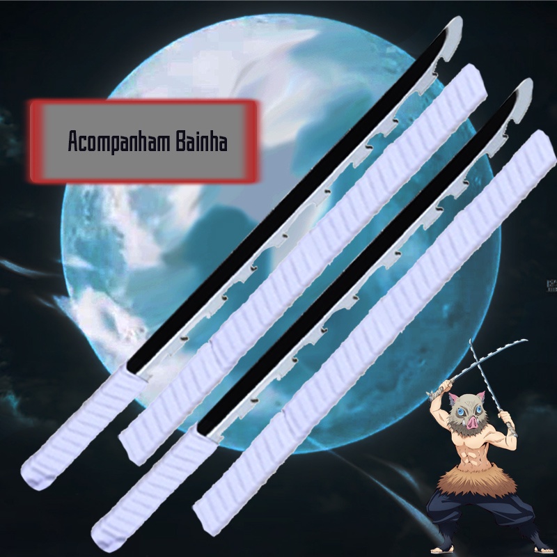 2 Espadas / Katana com Bainha Demon Slayer / Kimetsu no Yaiba Inosuke em Madeira