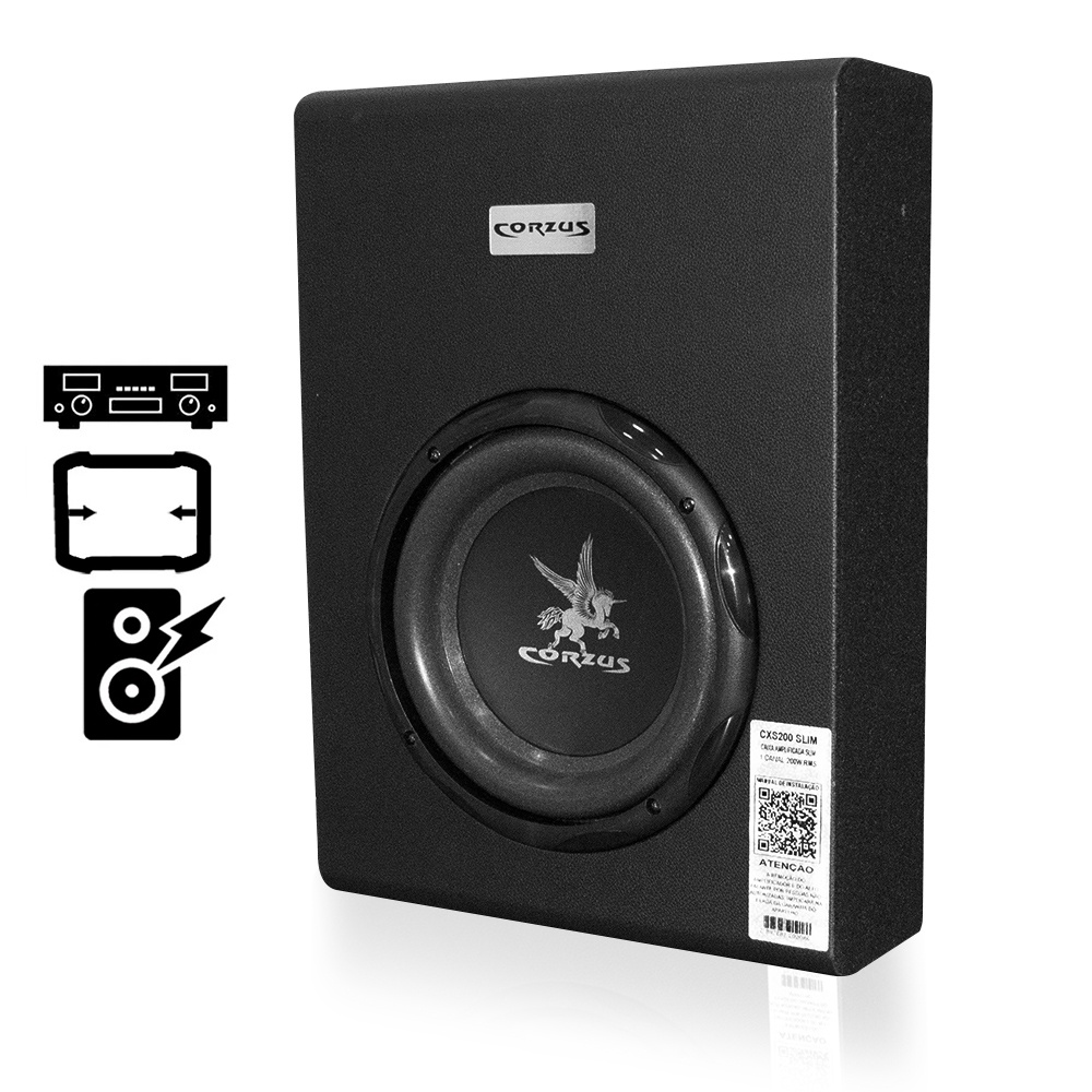 Caixa Amplificada Corzus CXS200 Slim 200W RMS Subwoofer 8 Polegadas Som ...