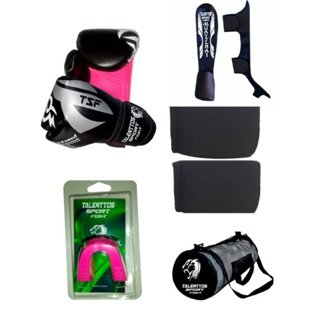 Kit Boxe Muay Thai MMA Kickboxing Luva+ Band+caneleira+bucal+ Bolsa