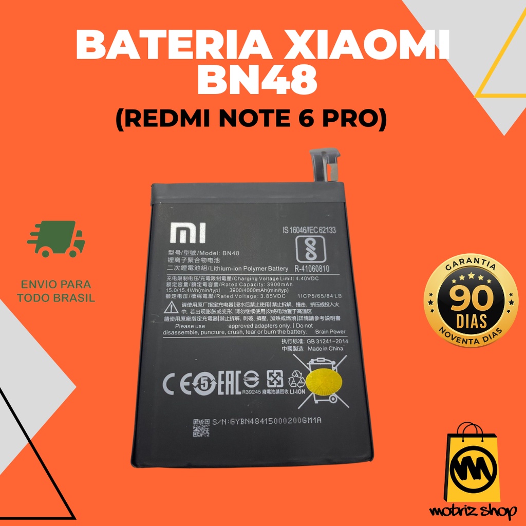 Bateria Bn48 compatível para Xiaomi Redmi Note 6 Pro