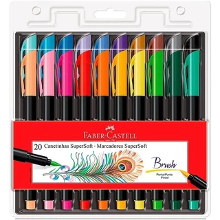 Caneta Super Soft Ponta Pincel Brush C/20 Cores, C/10 e C/06 Cores Pastel