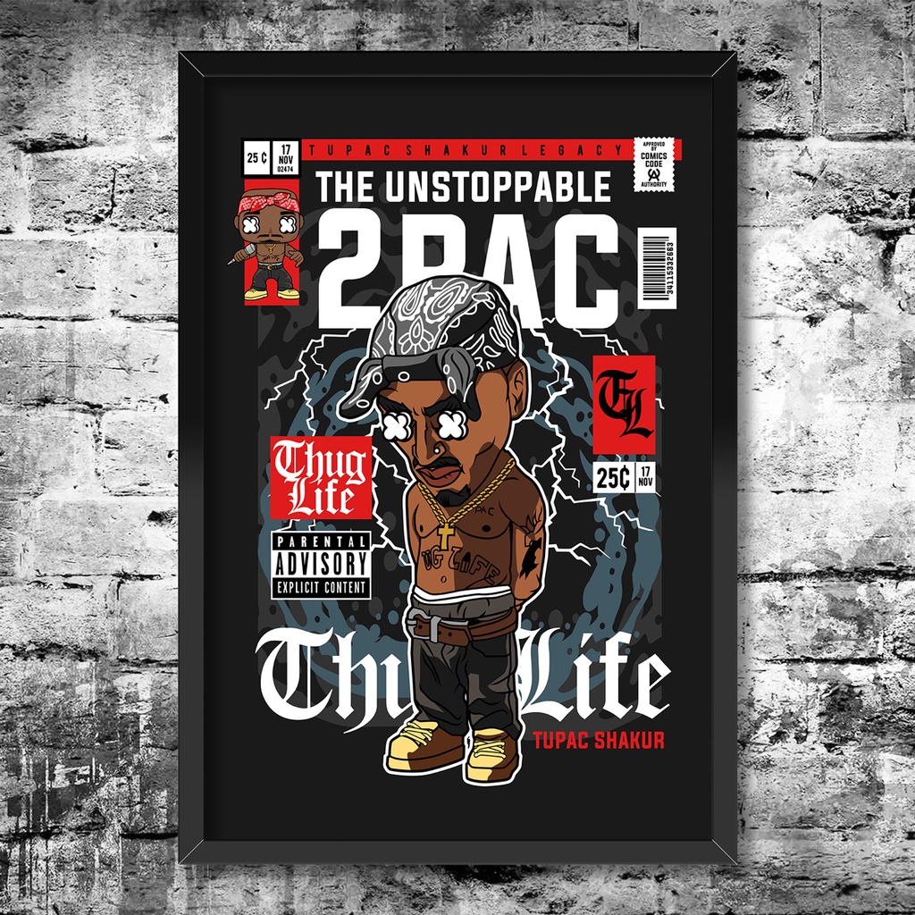 Quadro com Moldura 2Pac - Tupac Shakur - Chibi Art | Shopee Brasil