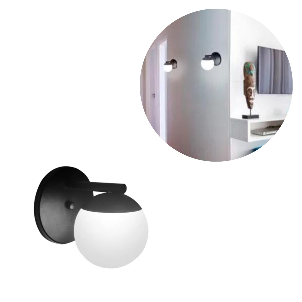 Arandela Globo Jabuticaba Vidro Parede Moon Alumínio + Lâmpada G9 5W Luz Quente Bivolt