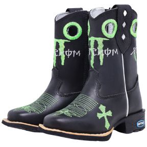 Bota Infantil Texana Em Couro Country Bordada Cowboy Menino Sola Borracha Bico Quadrado