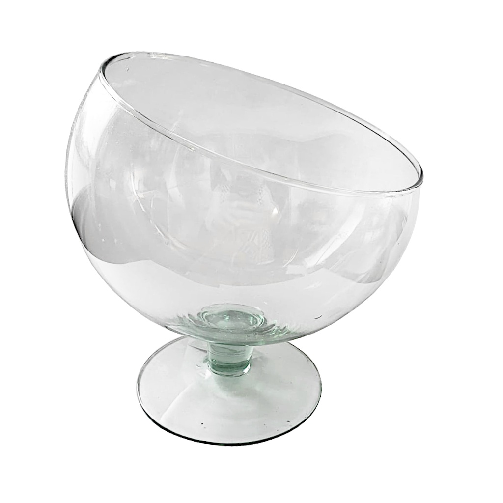Taça Boca Torta Grande Vidro Decorativo De Mesa Transparente