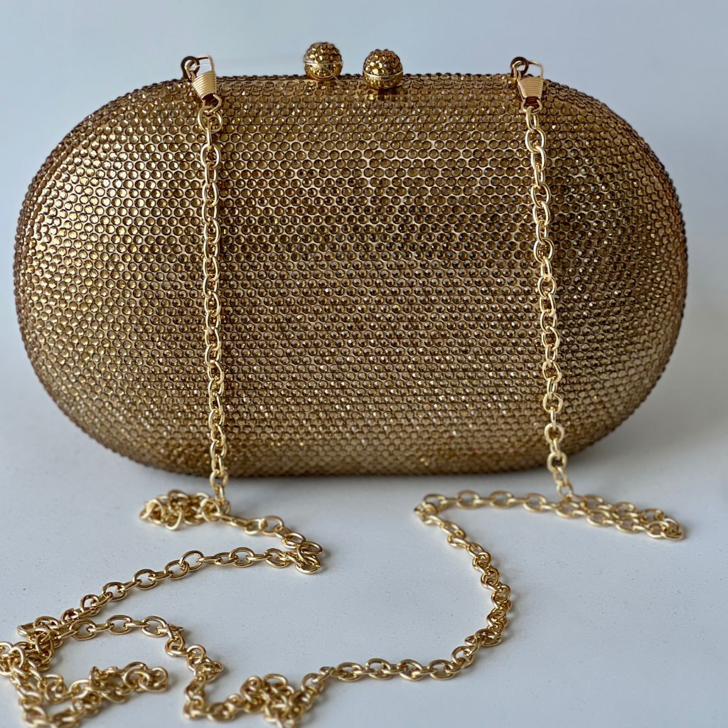 Bolsa de festa dourada com muito brilho, clutch para casamentos ...